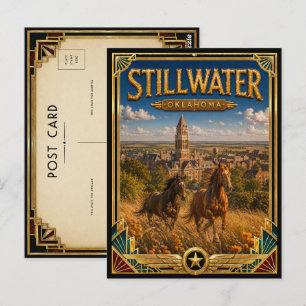 Postal Stillwater Oklahoma Arte Deco Vintage Edad Dorada