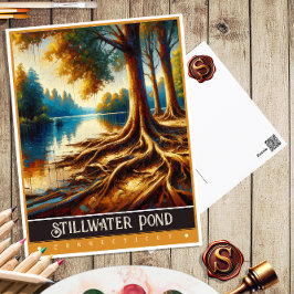 Postal Stillwater Pond, Connecticut | Pintura Vintage