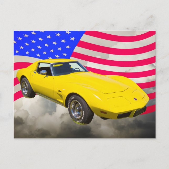 Postal Stingray, Corvette De 1975, Con Bandera Estadounid (Anverso)