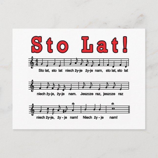 Postal ¡Sto Lat! Canción (Anverso)
