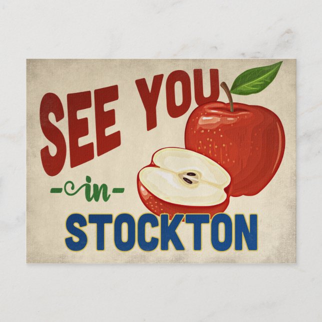 Postal Stockton California Apple - Viajes de época (Anverso)