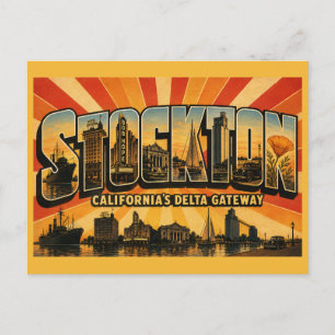 Postal Stockton California Delta Gateway Viajes Antiguos