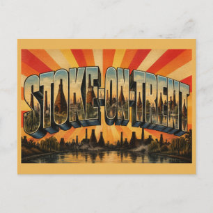 Postal Stoke-on-Trent Inglaterra Arte de Viaje Vintage Hi