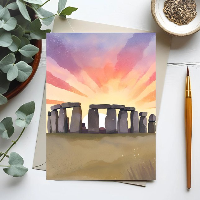 Postal Stonehenge | Acuarela histórica de Wiltshire Engla (Subido por el creador)