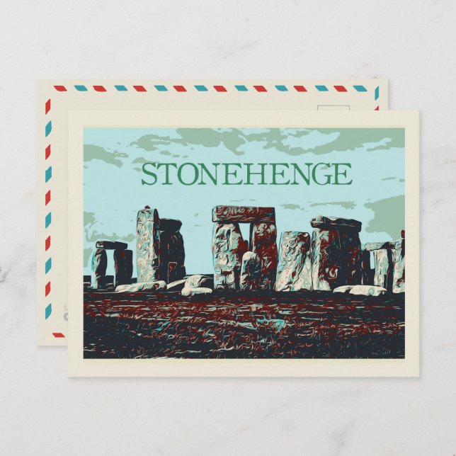 Postal Stonehenge, ilustracion de Inglaterra Gran Bretaña (Anverso / Reverso)
