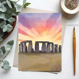 Postal Stonehenge | Wiltshire Inglaterra Acuarela Históri