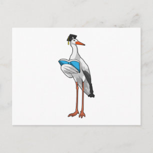 Postal Stork como profesor con libro