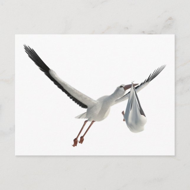 Postal Stork with Bundle on White (Anverso)