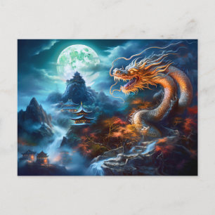 Postal Stormcaller – Dragón Chino con Aerógrafo en Luz Az