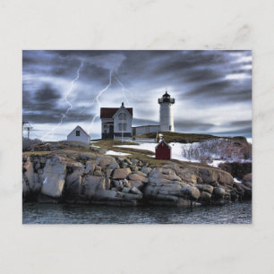 Postal Stormy Cape Neddick "Nubble" casa de luz