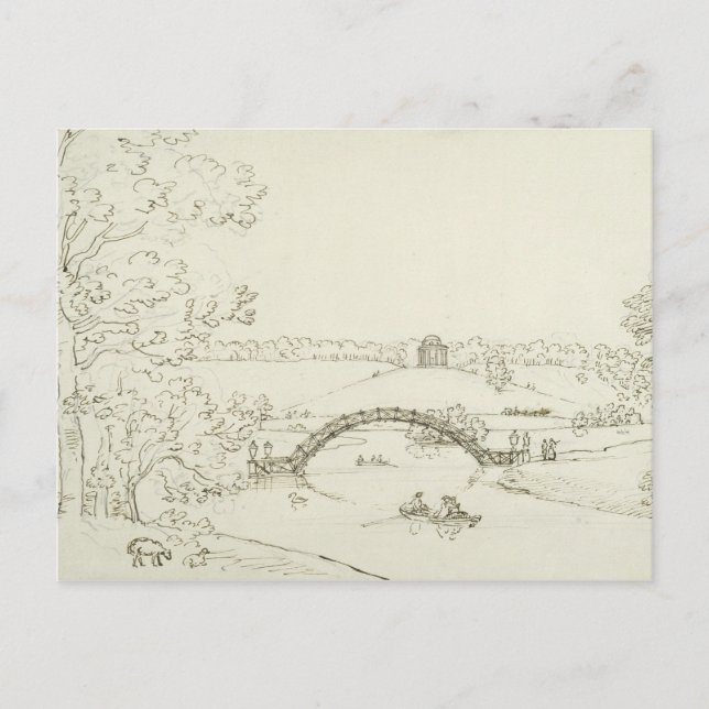 Postal Stourhead, c.1780 (pluma y tinta sobre papel) (Anverso)