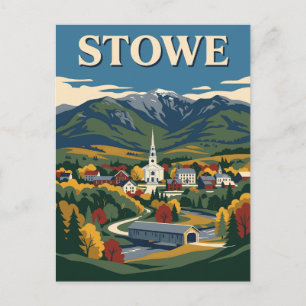 Postal Stowe Vermont Green Mountains Foliaje de Otoño Via