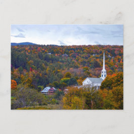 Postal Stowe, Vermont, Iglesia de la Comunidad, otoño