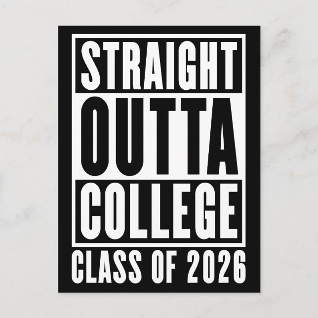 Postal Straight Outta College Clase de 2026 (Anverso)