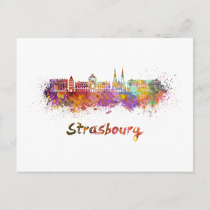 Postal Strasbourg skyline in watercolor