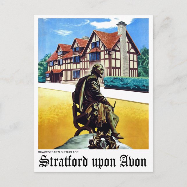 Postal Stratford upon Avon, lugar de nacimiento de Shakes (Anverso)