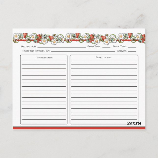 Postal Strawberries Lady Bugs Receta (Reverso)