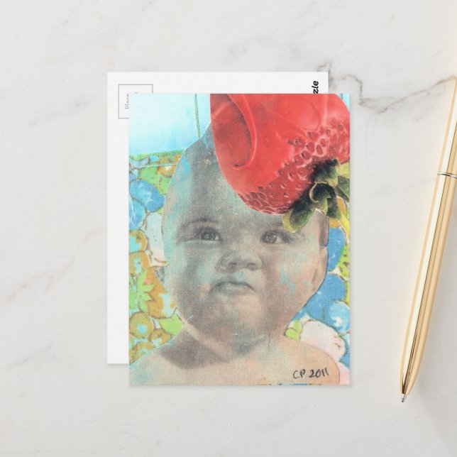 Postal Strawberry and a Baby Collage (Anverso/Reverso In Situ)