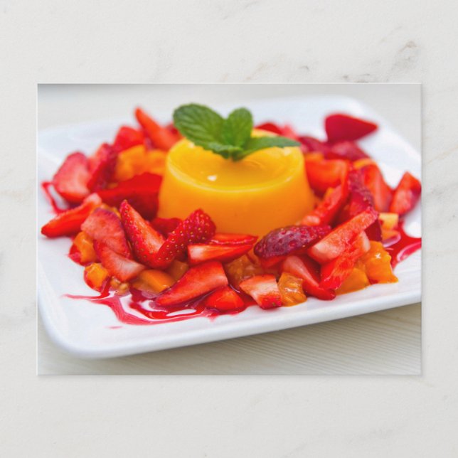 POSTAL STRAWBERRY ORANGE DESSERT POSTCROSSING (Anverso)