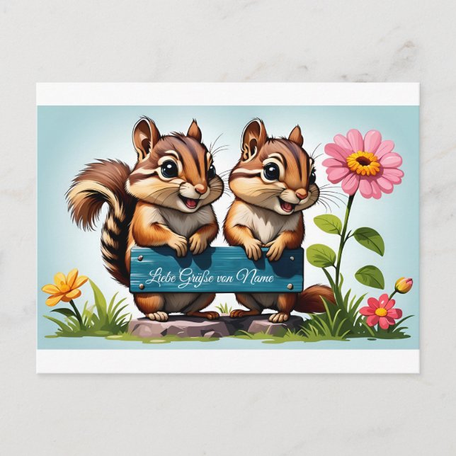 Postal Streifenhörnchen schicken Grüße (Anverso)