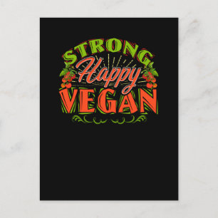 Postal Strong Happy Vegetarian Basado en el estilo de vid