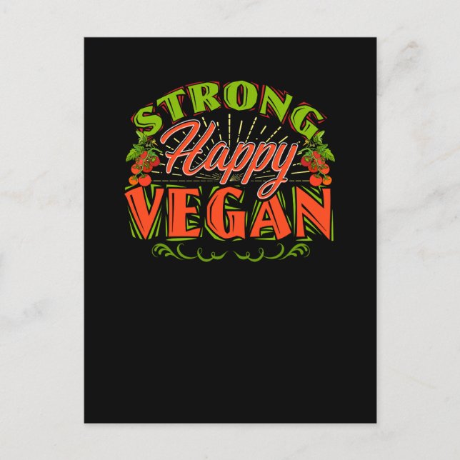 Postal Strong Happy Vegetarian Basado en el estilo de vid (Anverso)