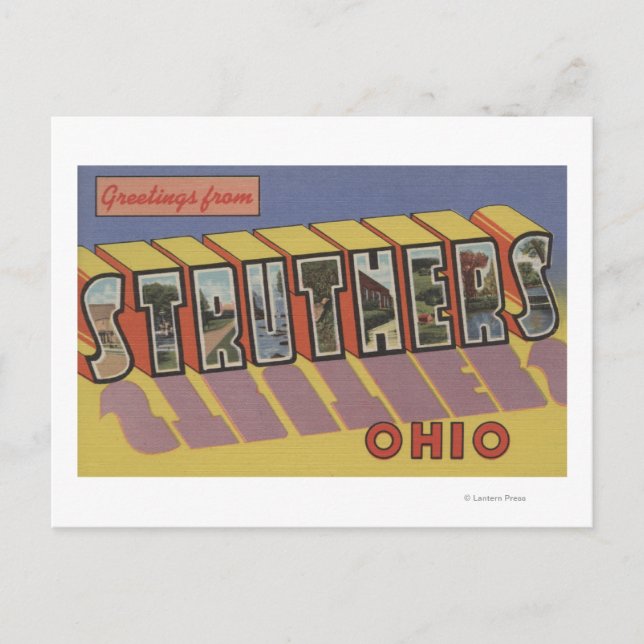 Postal Struthers, Ohio - Escenas de letras grandes (Anverso)