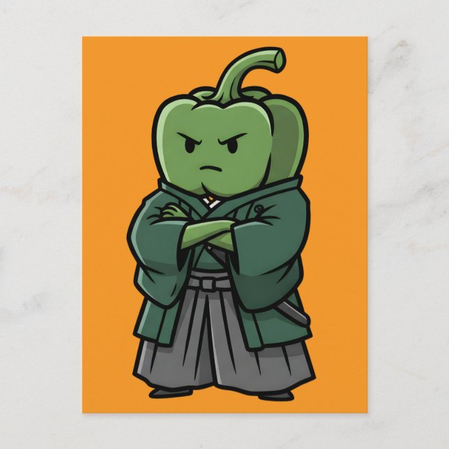 Postal Sturdy Green Bell Pepper Samurai Bodyguard  (Anverso)