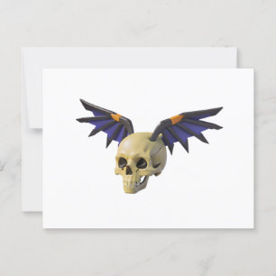 Postal Stylized Skull with Angular Colorful Wings