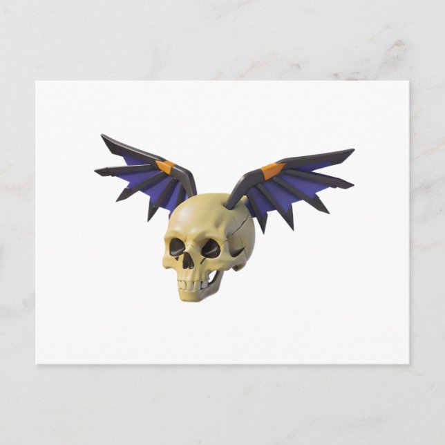 Postal Stylized Skull with Angular Colorful Wings (Anverso)