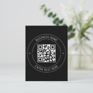 Postal Su código QR y texto editable Negro y blanco