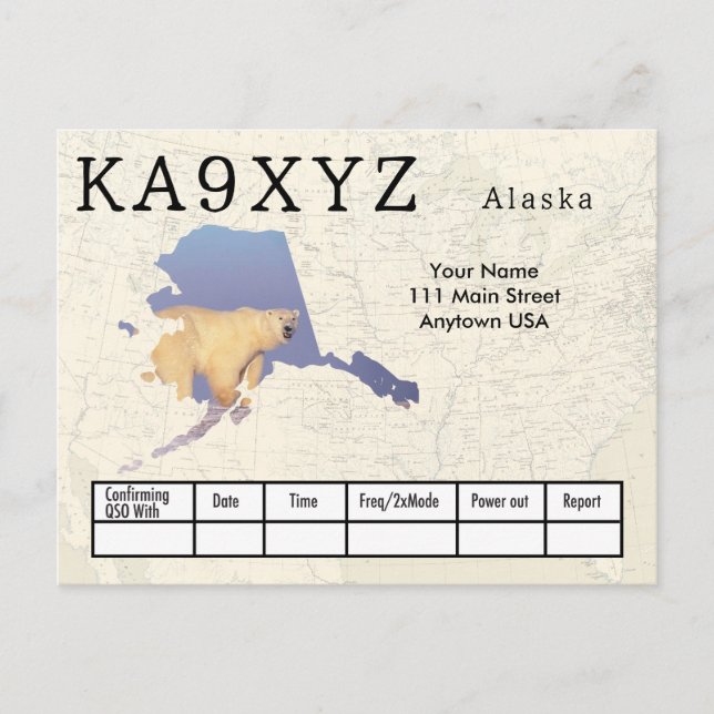 Postal Su foto Alaska forma recorte Personalizado QSL (Anverso)
