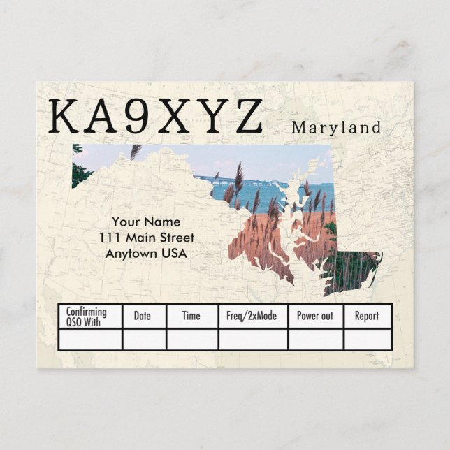 Postal Su foto Maryland forma recorte Personalizado QSL (Anverso)