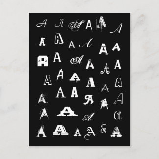 Postal Su letra. Monogramas de encargo. Blanco y negro.