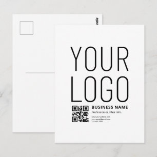 Postal Su logotipo con código QR editable y texto