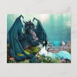 Postal Su Mascota Fantasy Dragon y su hada