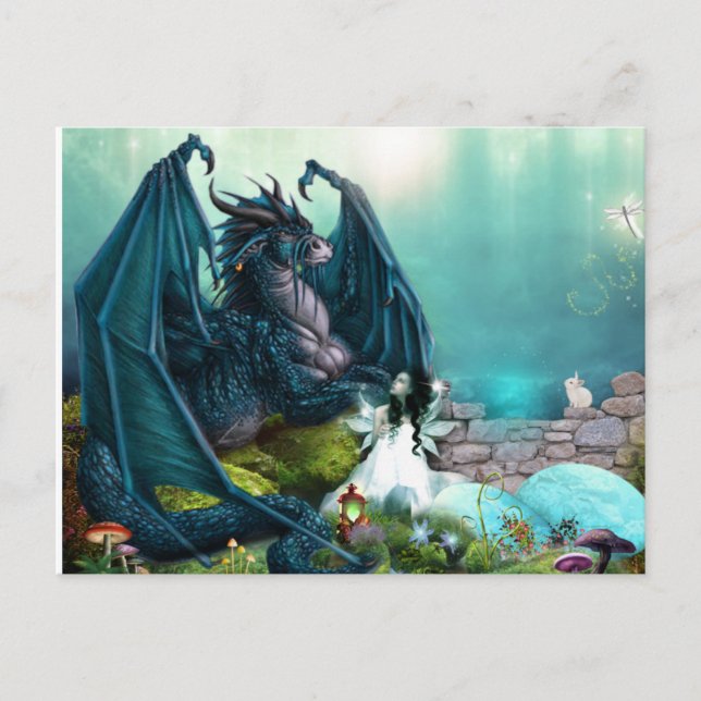 Postal Su Mascota Fantasy Dragon y su hada (Anverso)