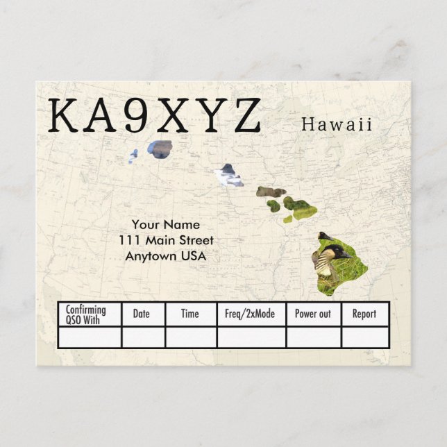 Postal Su Personalizado QSL con forma de foto Hawai (Anverso)