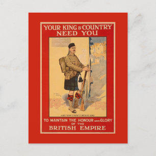 Postal Su Rey y su país los necesitan, el imperio británi