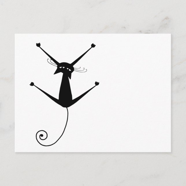 Postal Su texto - Pose 1 de carácter de gato negro (Anverso)