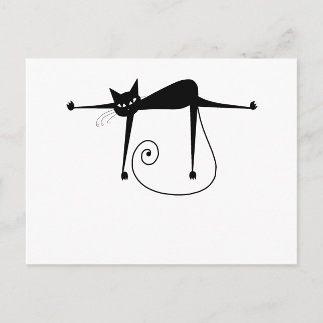 Postal Su texto - Pose 3 de carácter de gato negro (Anverso)