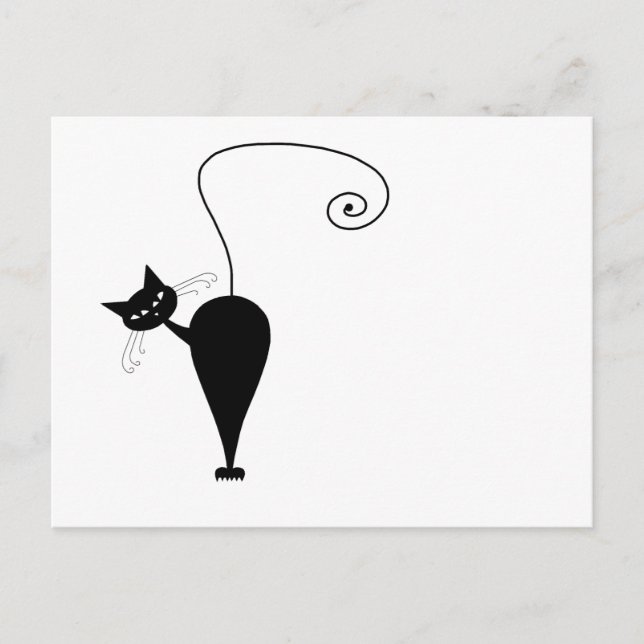 Postal Su texto - Pose 6 de carácter de gato negro (Anverso)