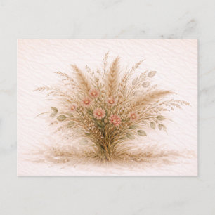 Postal Suave Flor Silvestre Neutral Hierba de Pampas Botá