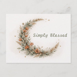 Postal Suave Floral Boho Luna Creciente