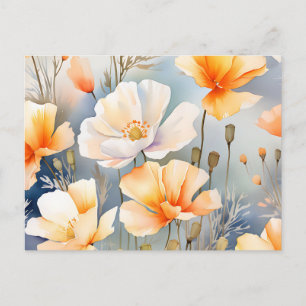 Postal Suave fondo soñado con flores de amapola