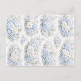 Postal Suave Patrón Floral Acuarela Azul Blanco Elegante