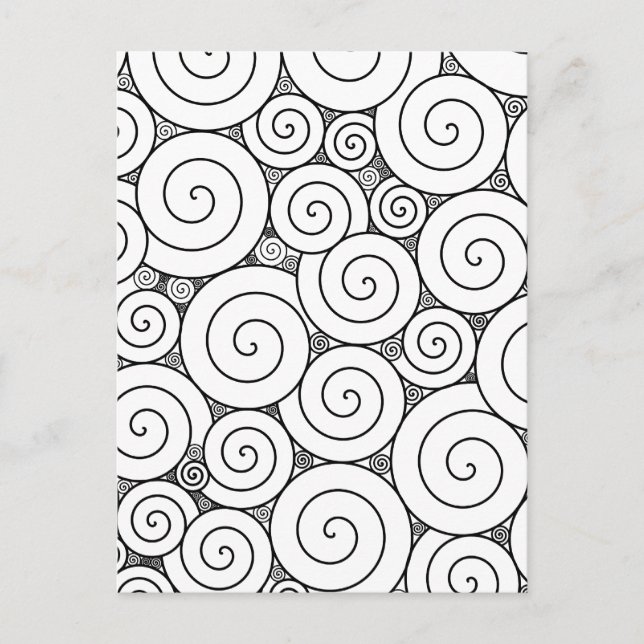 Postal Suaves espirales geométricas en blanco y negro (Anverso)