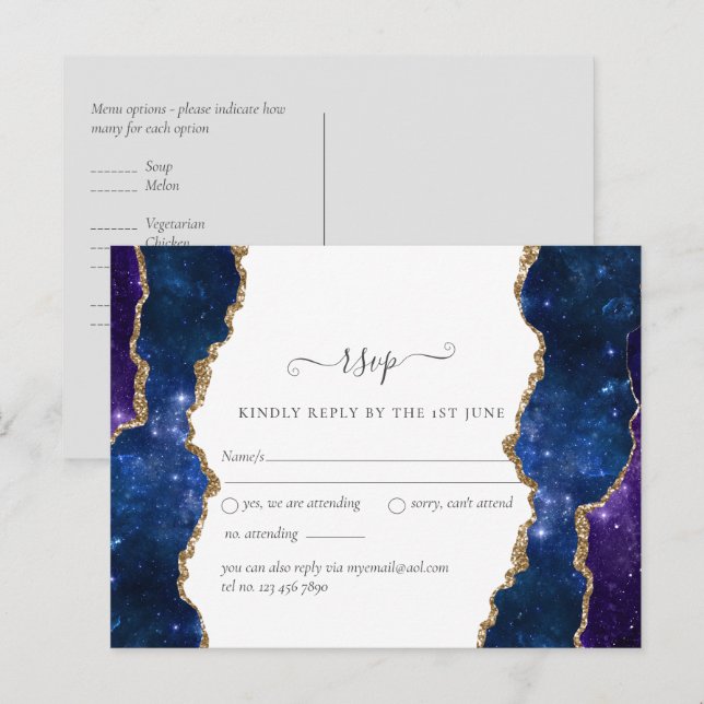 Postal Sublime Agate Blue Gold BODA SUITE (Anverso / Reverso)