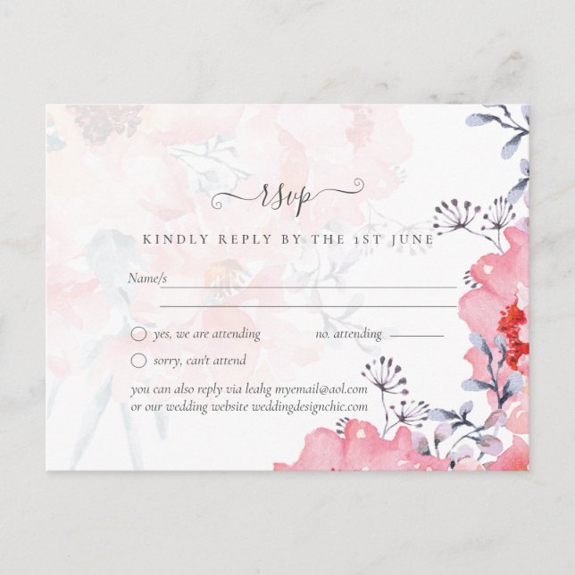 Postal Sublime Blossoms rosa BODA SUITE - PRESUPUESTO (Anverso)