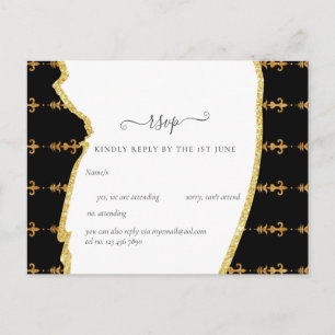 Postal Sublime Boda de Black Gold Fleur De Lys